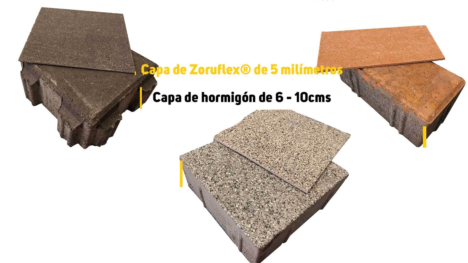 comparativa plaqueta  preformada zoruflex con adoquín de hormigón